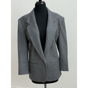 Pendleton Women’s 16 Pure Virgin‎ Wool Gray One Button Blazer USA Made Academia
